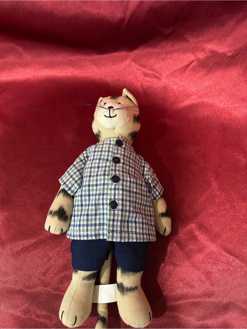Vintage Percy the Cat Plush Doll | CJ Designs Cloth Cat | 12" with Clothes